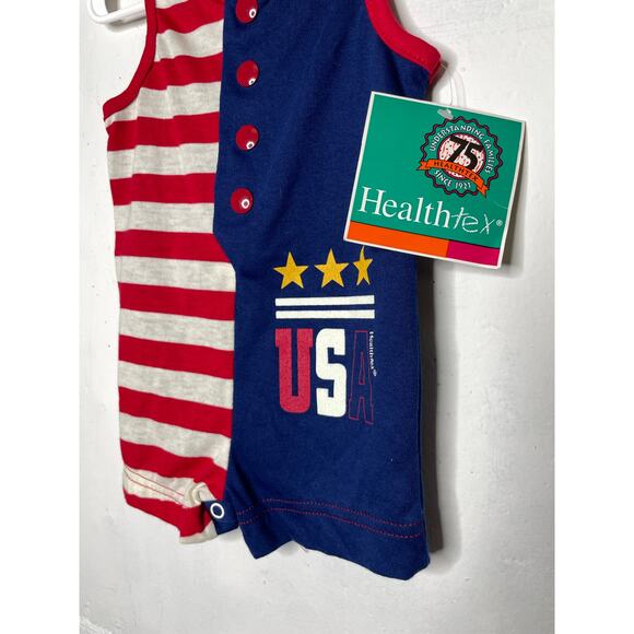 NEW Vintage Healthtex USA Romper One Piece Red White Blue Size 6-9 Months - Picture 2 of 6